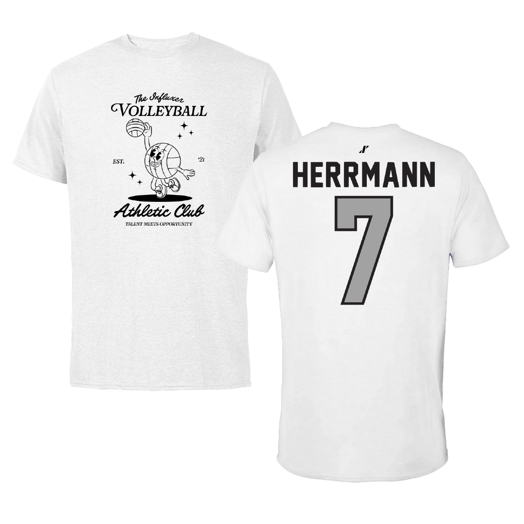 Volleyball White Influxer Athletic Club Tee - #7 Erin Herrmann