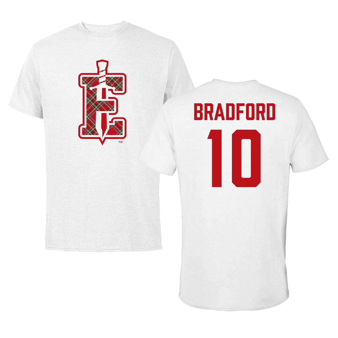 PennWest Edinboro Basketball (M) White Performance Tee - #10 Dakari Bradford