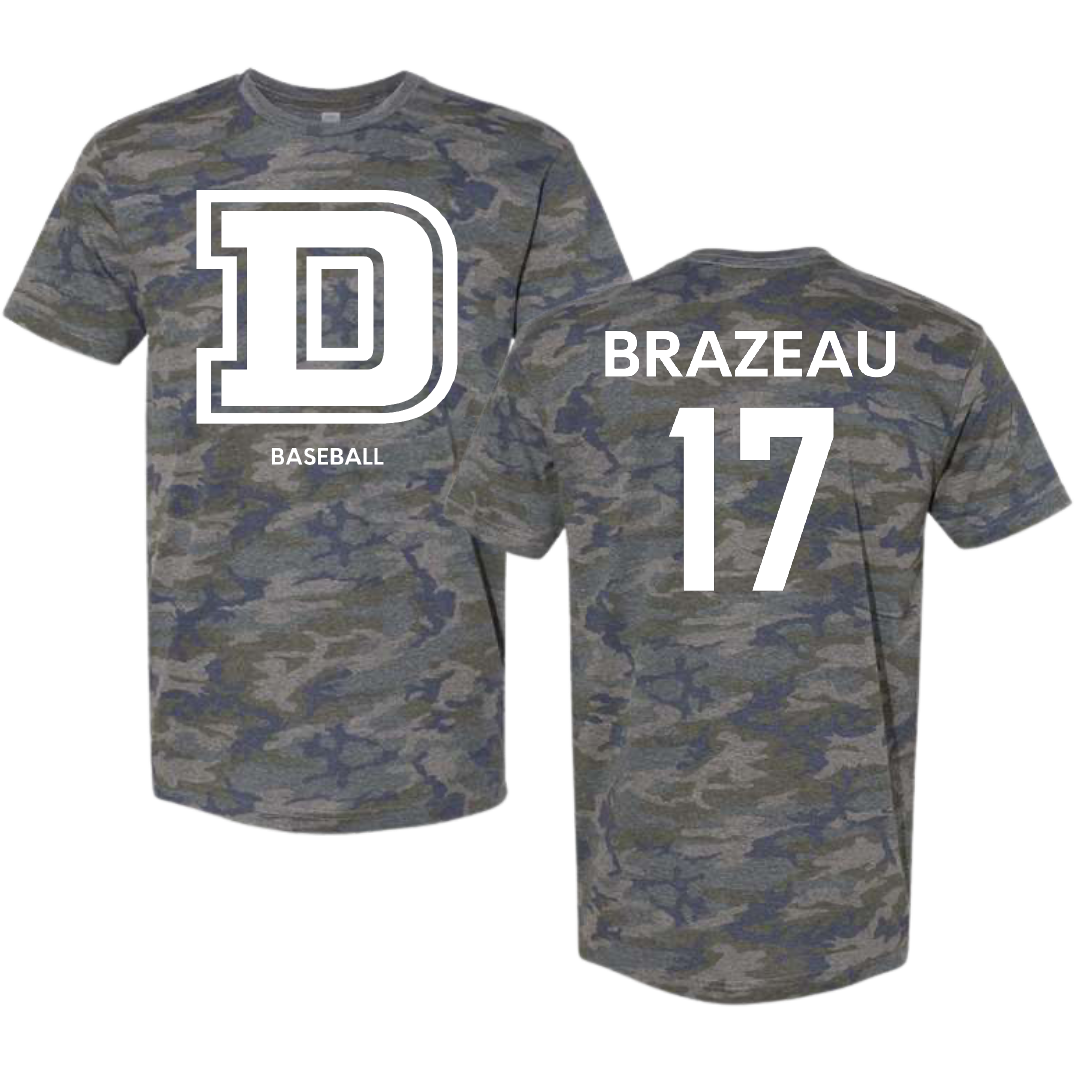 Dean College Baseball Vintage Camo Tee - #17 Domenic Brazeau