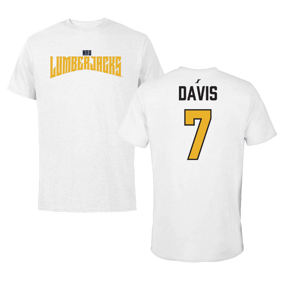 Northern Arizona University Basketball White Classic Performance Tee - #7 Layla Davis