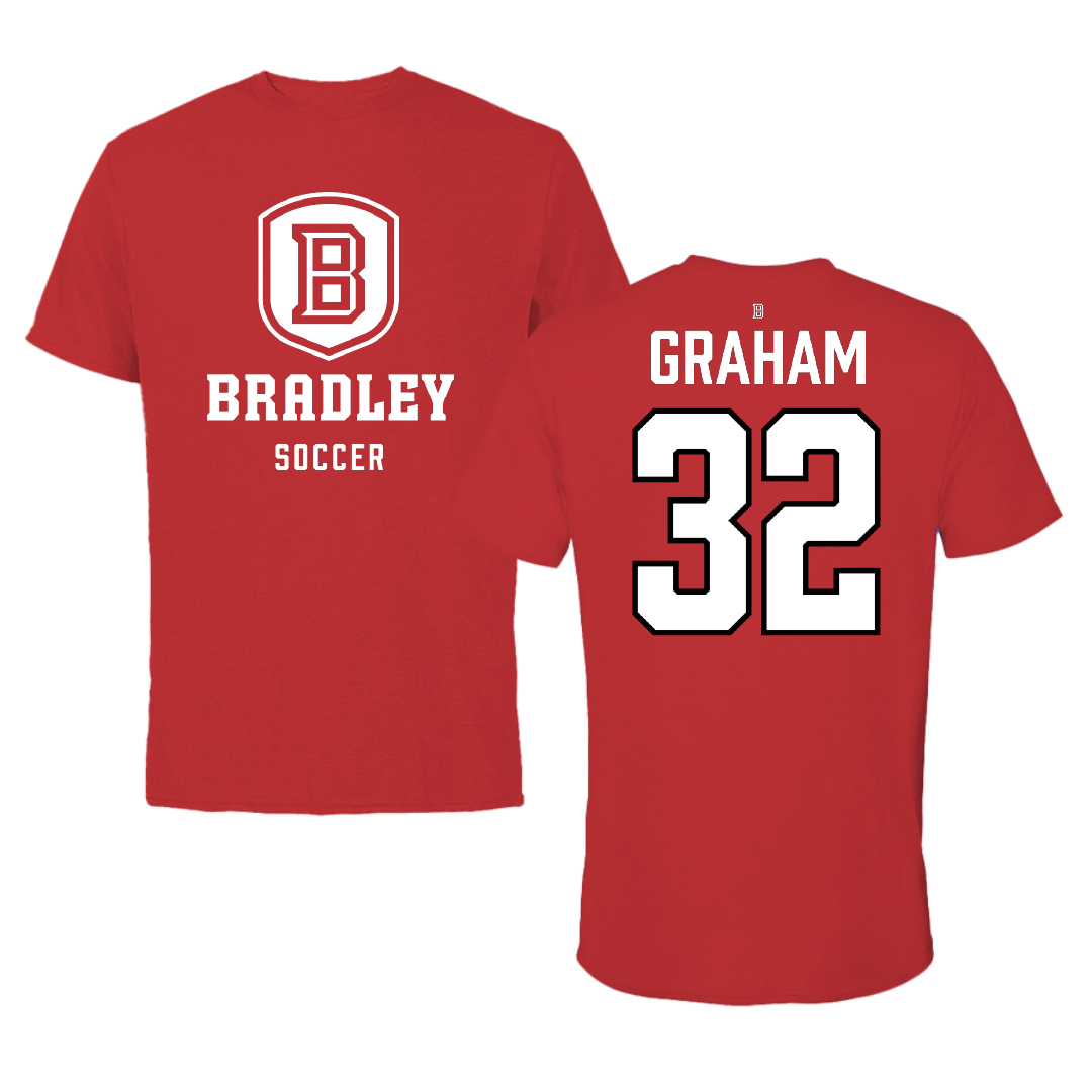Bradley University Soccer Red Performance Tee - #32 Thomas Graham