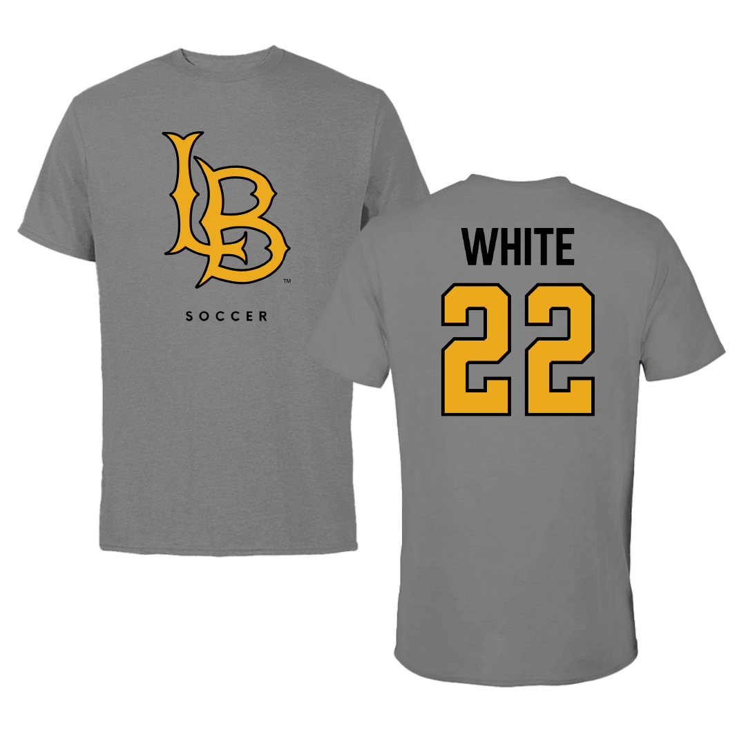 Long Beach State University Soccer (W) Gray Performance Tee - #22 Ameera White