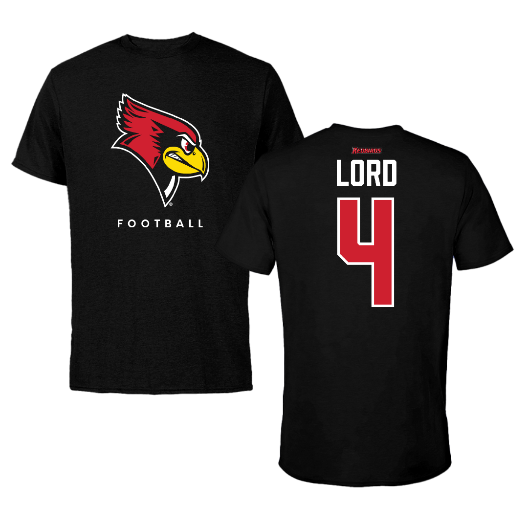 Illinois State University Football Black Tee - #4 Dylan Lord