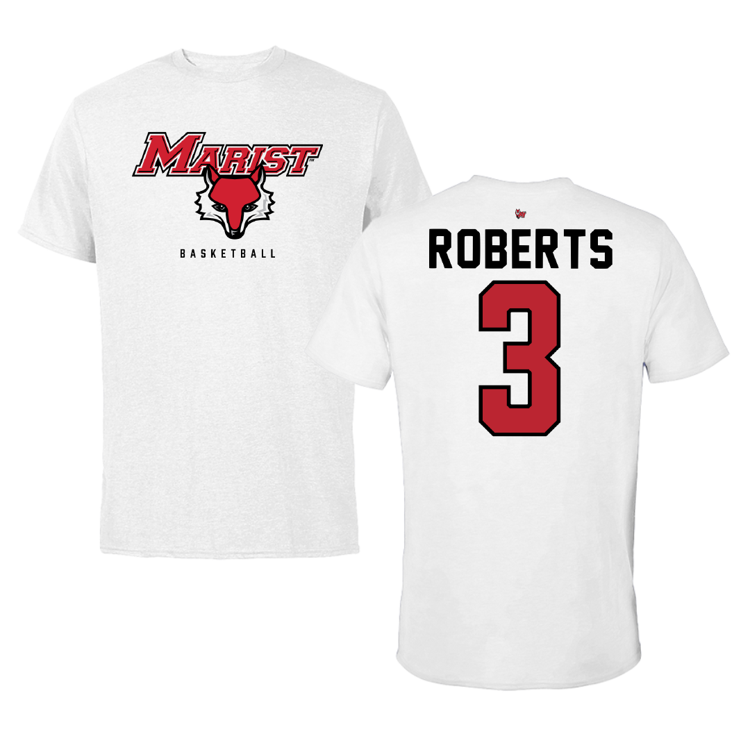 Marist University Basketball White Tee - #3 Travis Roberts