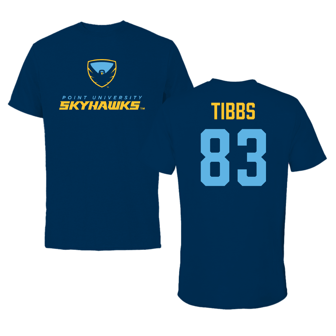 Point University Football Navy Performance Tee - #83 Jacob Tibbs