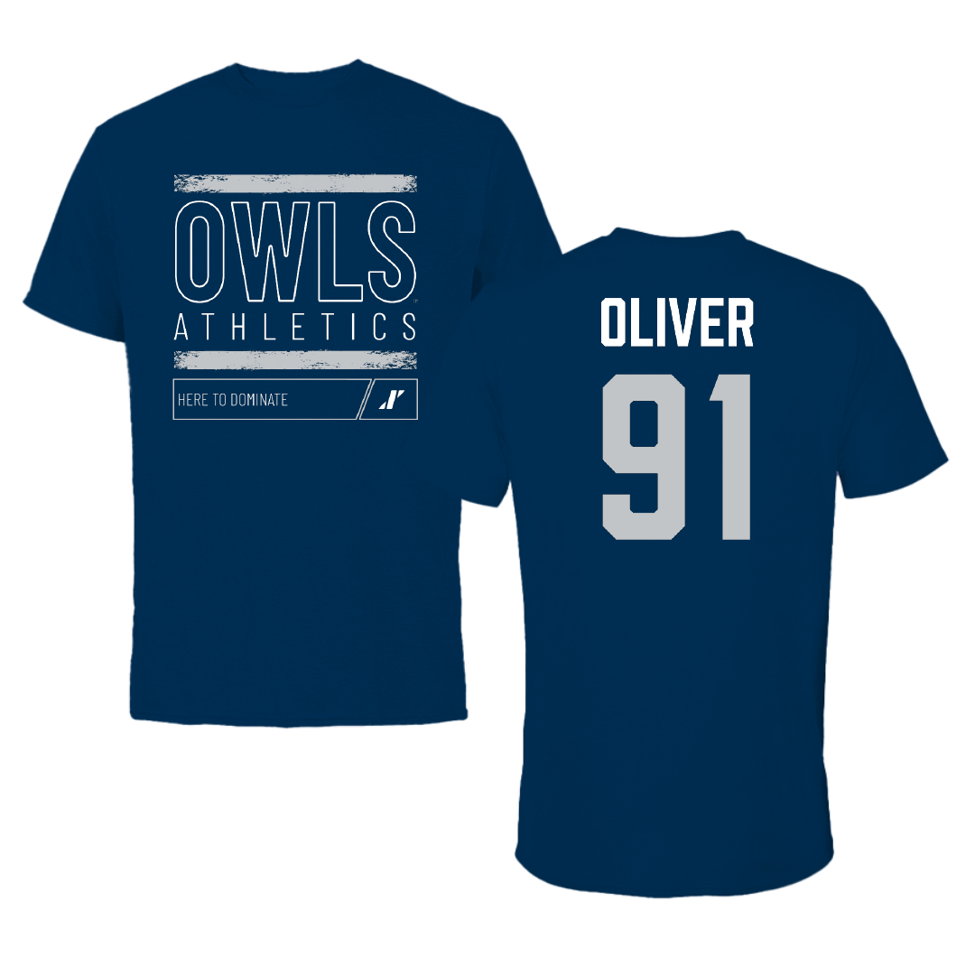 Rice University Football Navy Dominate Performance Tee - #91 Devon Oliver