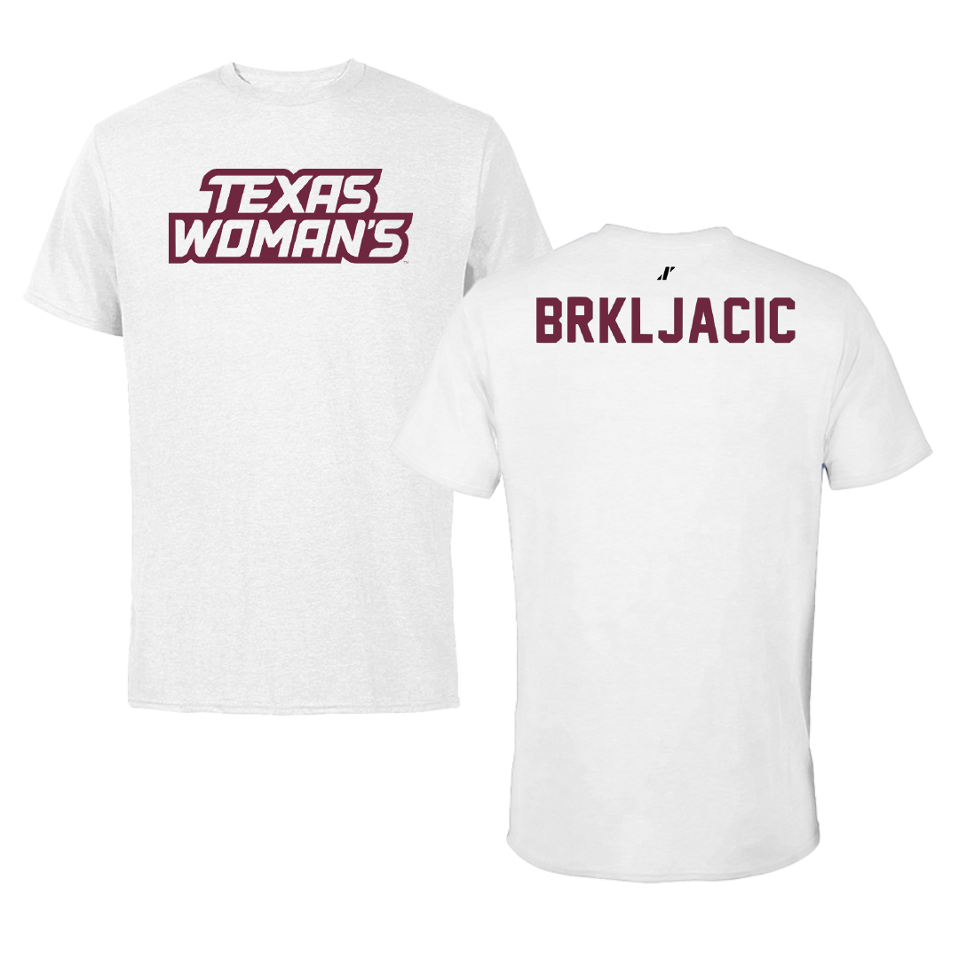 Texas Woman's University Gymnastics White Performance Tee - Emma Brkljacic