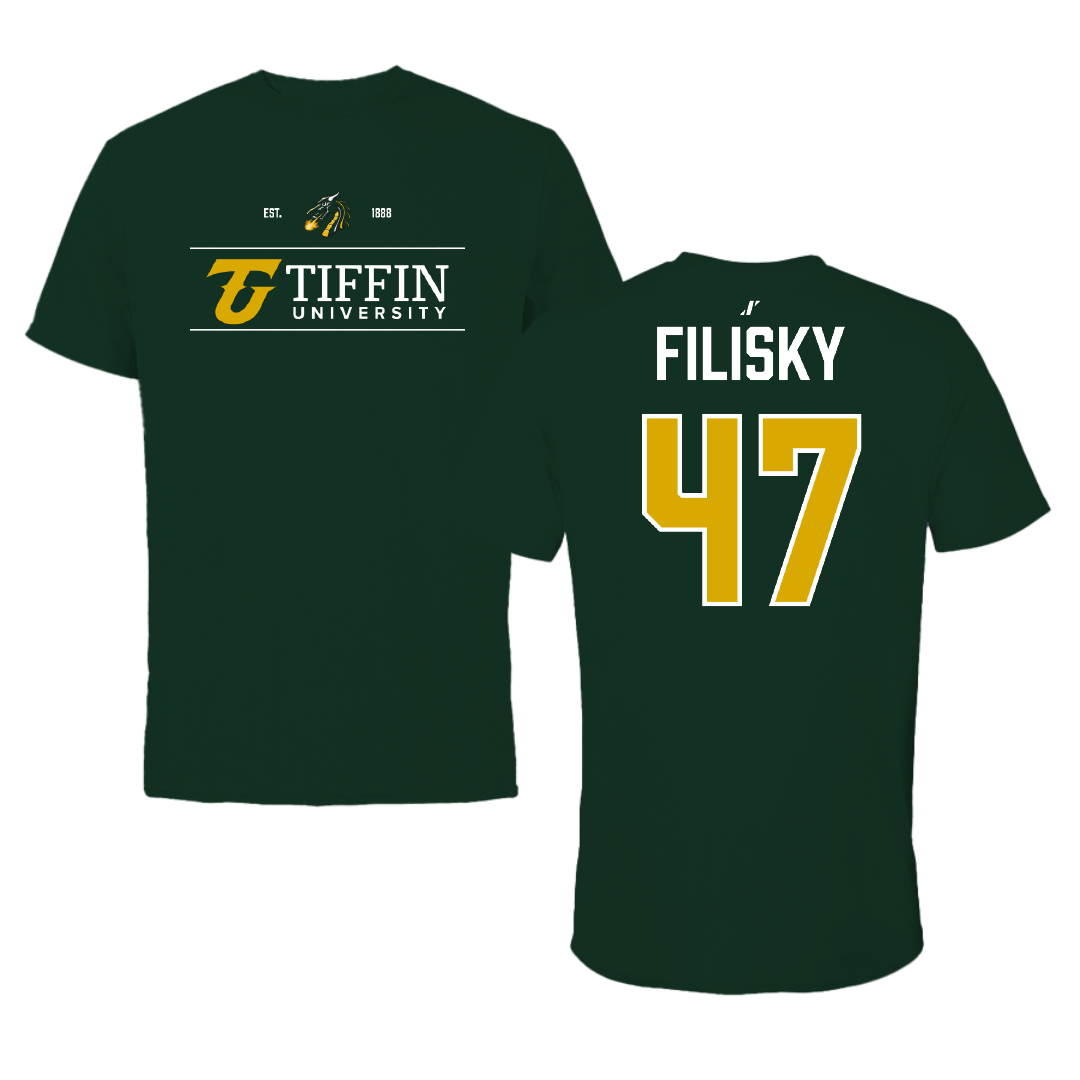 Tiffin University Baseball Forest Green General Tee - #47 Emmitt Filisky