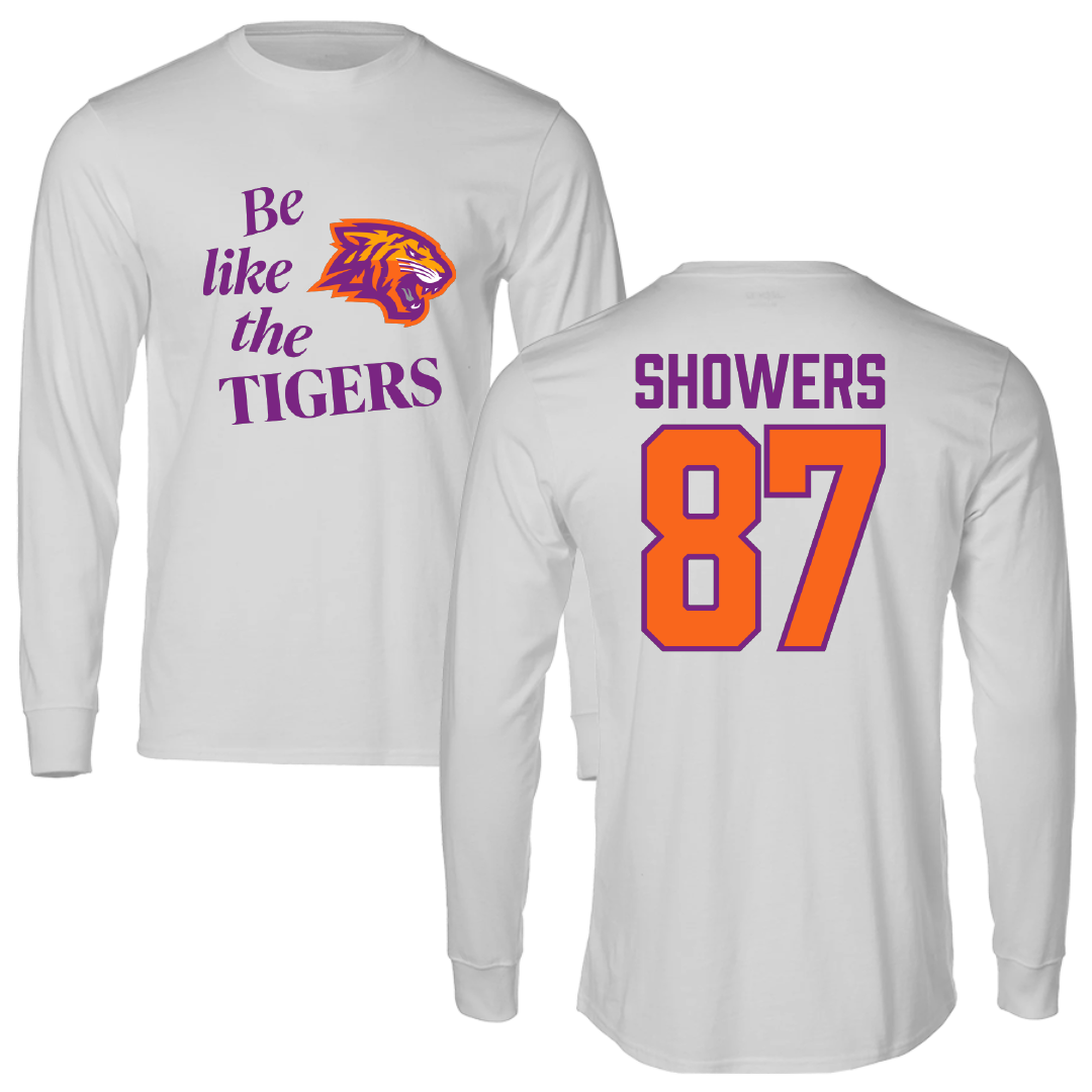 Edward Waters University Football Light Gray Be Like Us Performance Long Sleeve - #87 Aiden Showers