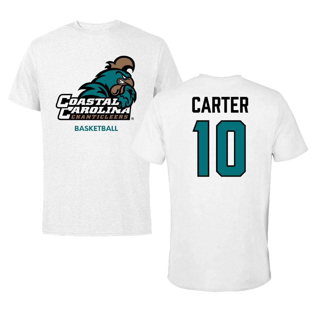 Coastal Carolina University Basketball (W) White Performance Tee - #10 Dalanna Carter