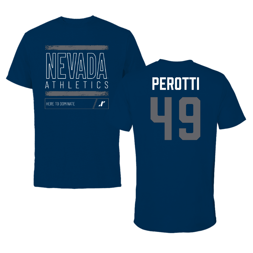 University of Nevada Baseball Navy Dominate Performance Tee - #49 Jack Perotti