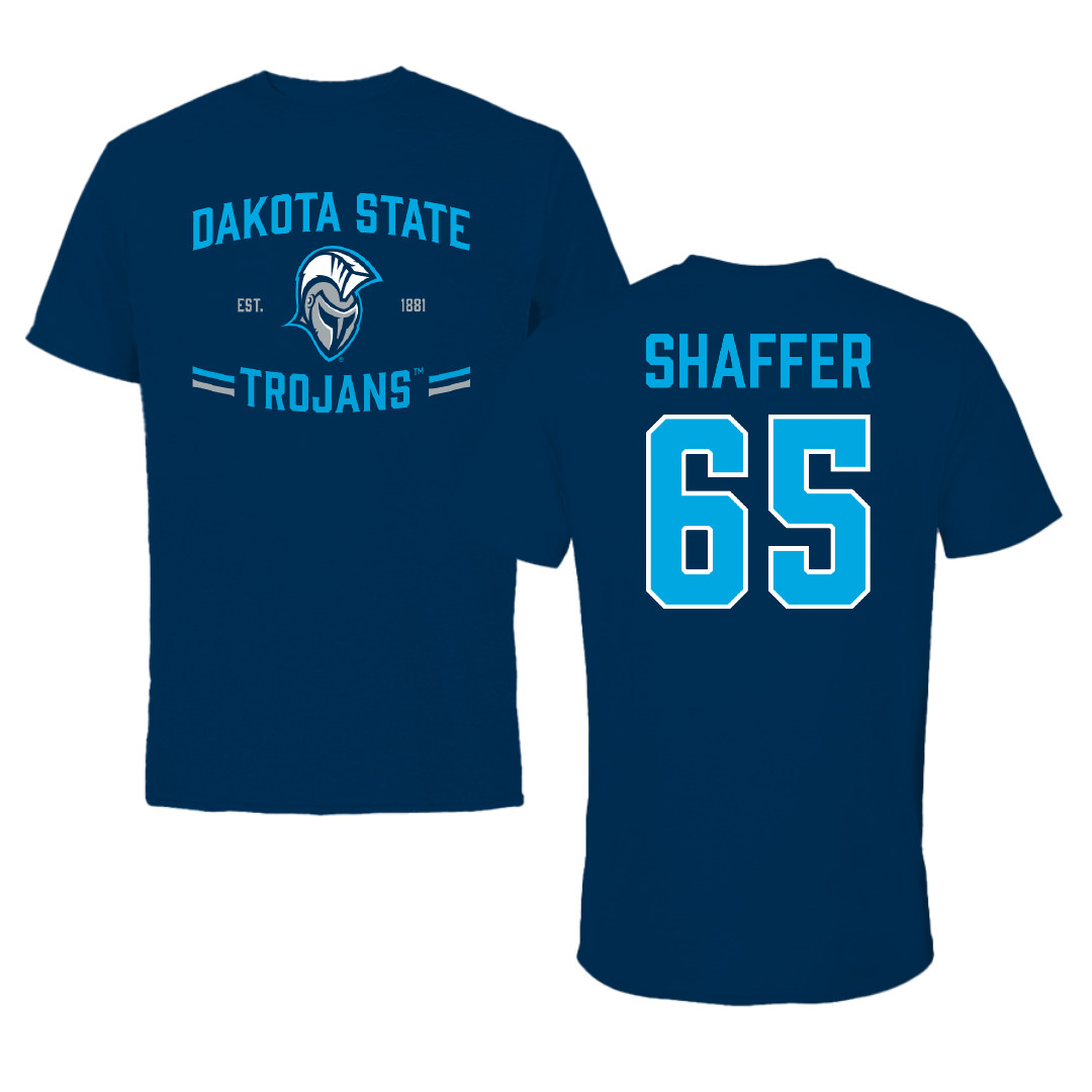 Dakota State University Football Navy General Performance Tee - #65 Joshua Shaffer