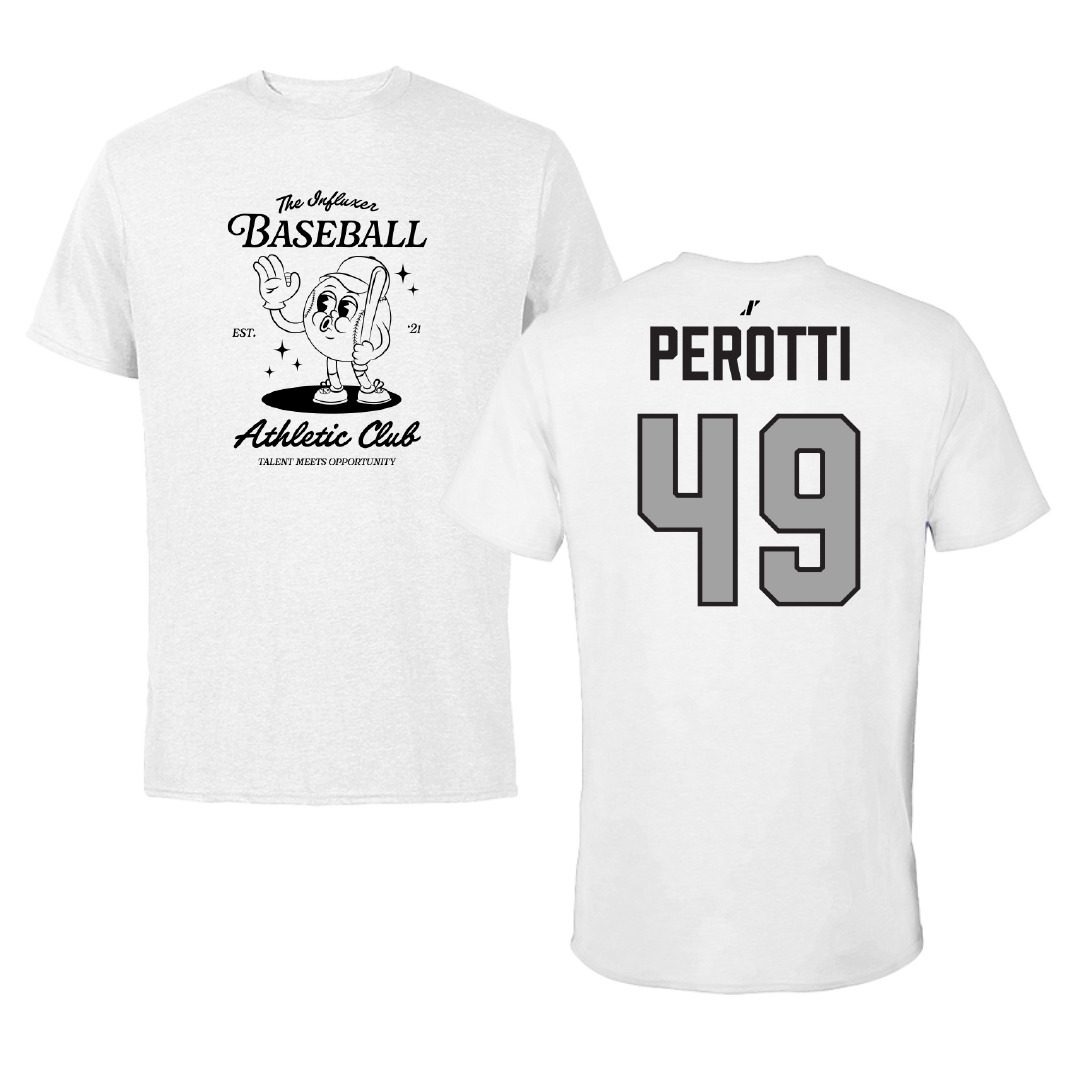 Baseball White Influxer Athletic Club Tee - #49 Jack Perotti