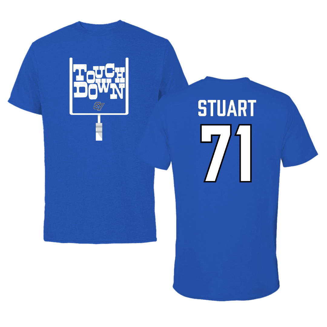 Grand Valley State University Football Blue Touchdown Performance Tee - #71 Jack Stuart