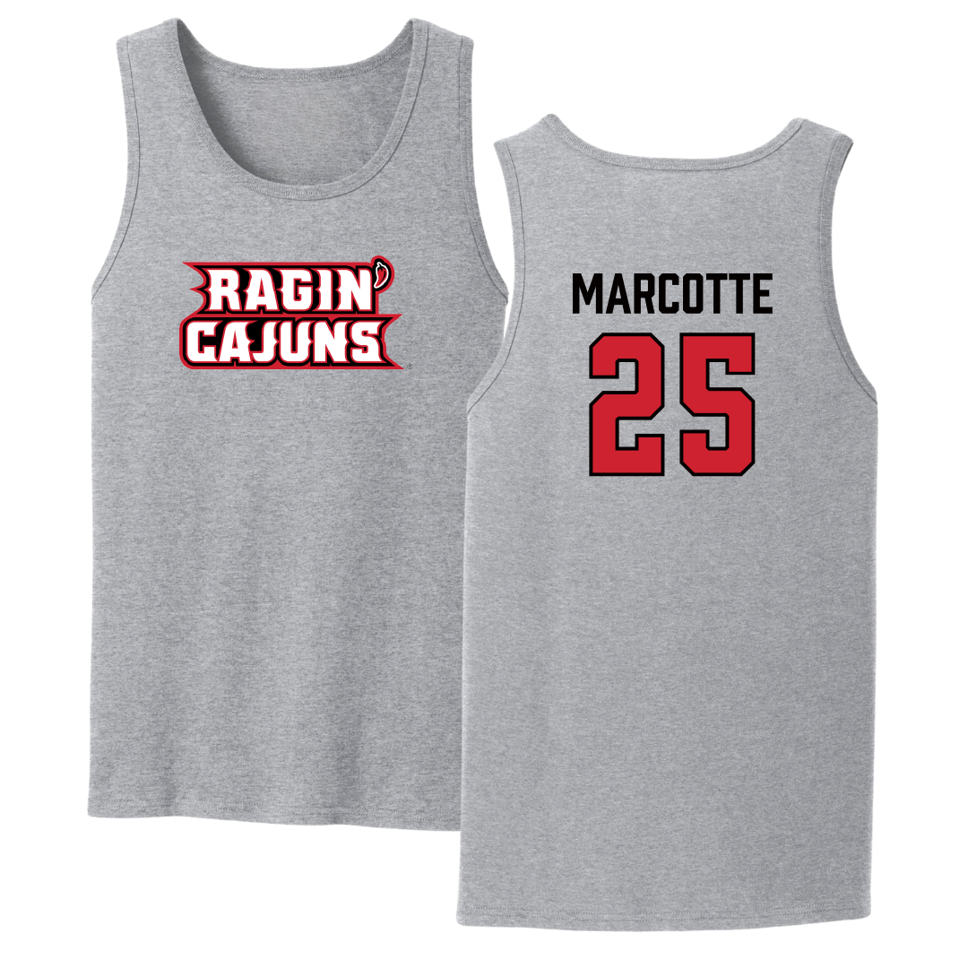 University of Louisiana at Lafayette Baseball Sport Gray Tank Top - #25 Riley Marcotte