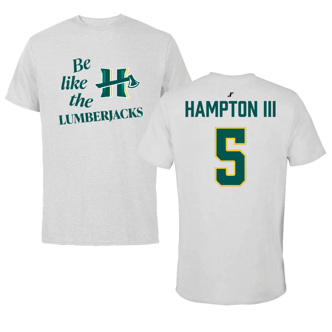 Cal Poly Humboldt Basketball (M) Light Gray Be Like Us Performance Tee - #5 Wayne Hampton III