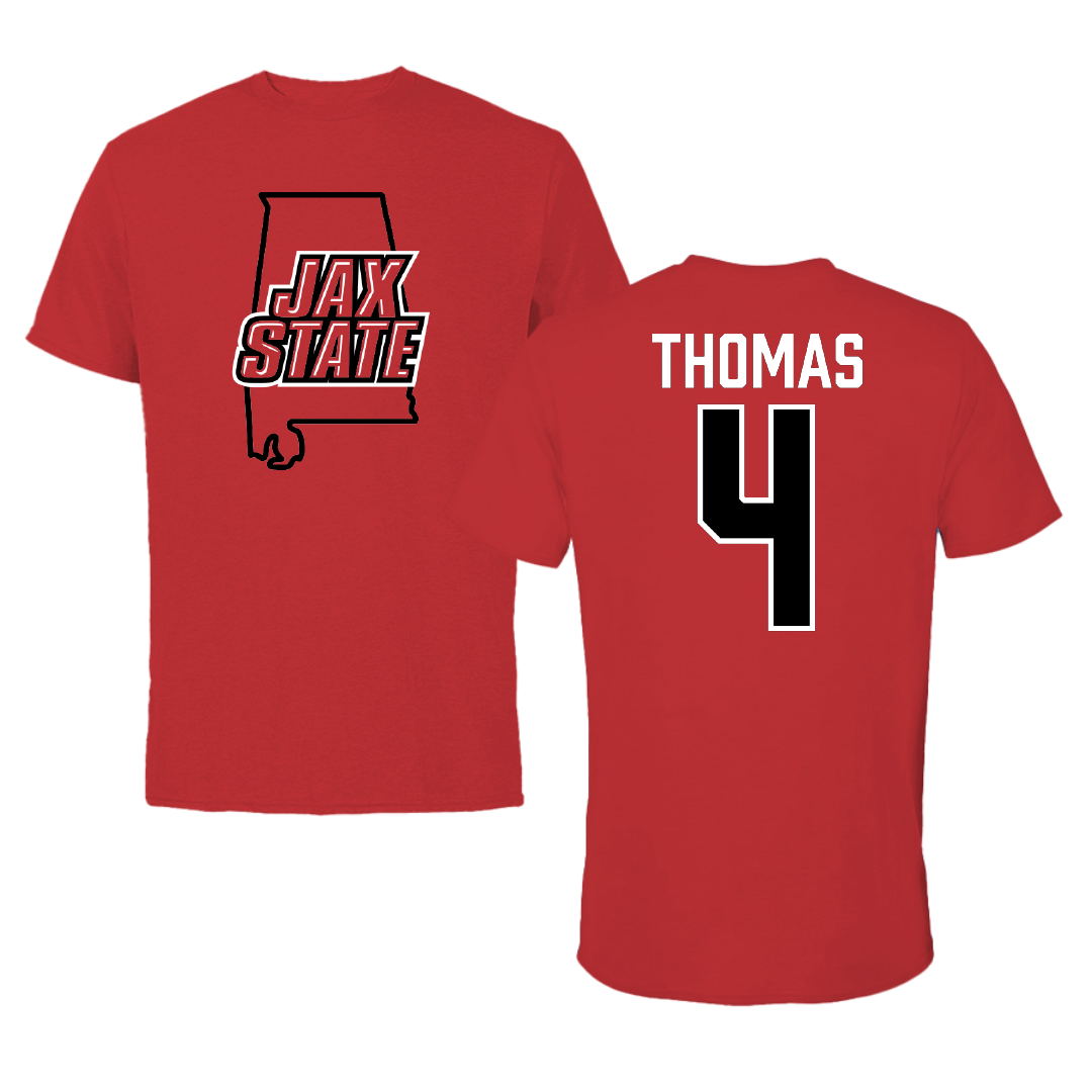Jacksonville State University Baseball Red State Performance Tee - #4 Kenskey Thomas