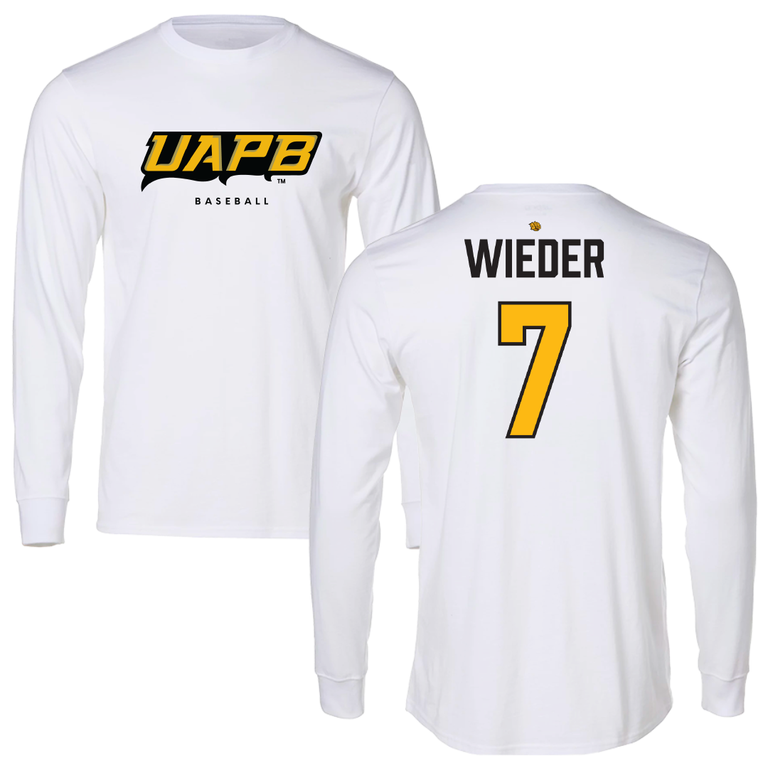 University of Arkansas-Pine Bluff Baseball White Long Sleeve - #7 Zach Wieder