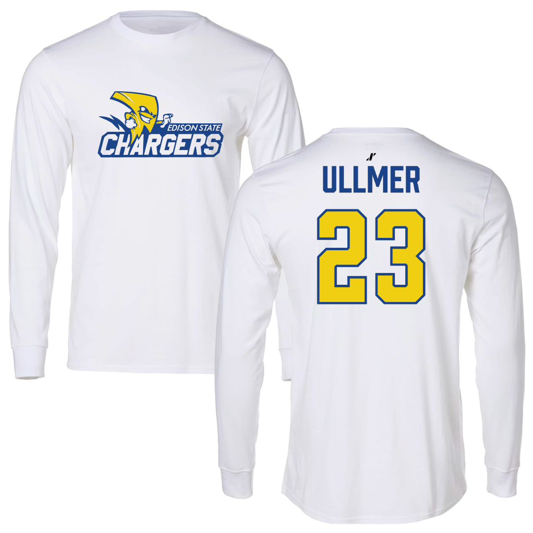 Edison State Community College Baseball White Performance Long Sleeve - #23 Josh Ullmer