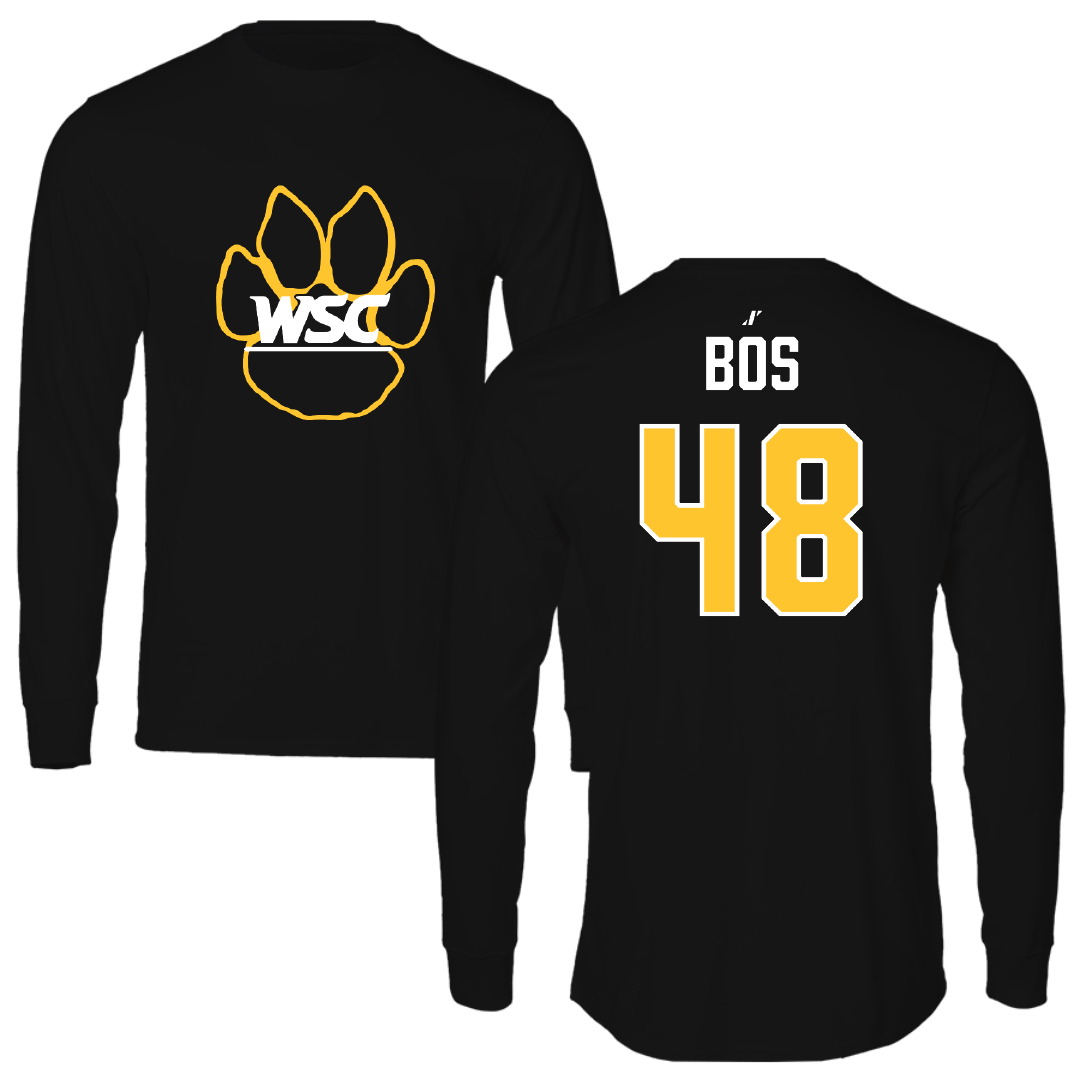 Wayne State College (Nebraska) Football Black Long Sleeve - #48 Jackson Bos