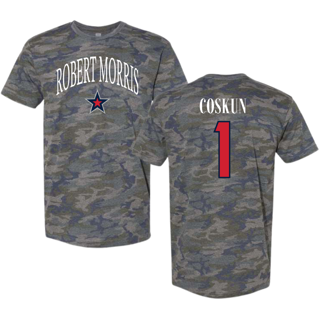 Robert Morris University Basketball Vintage Camo Tee - #1 Tuana Coskun