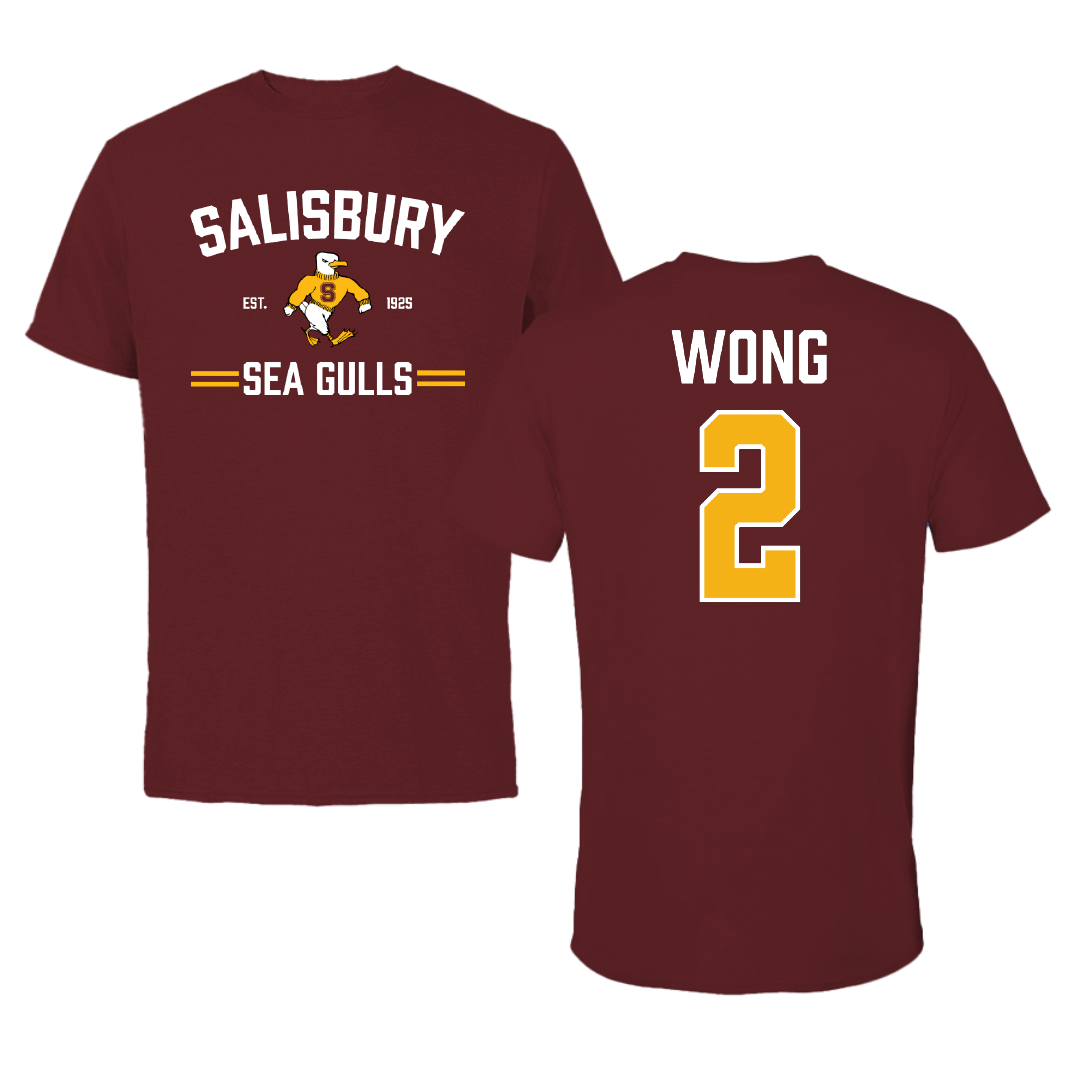 Salisbury University Lacrosse Maroon General Performance Tee - #2 Chris Wong