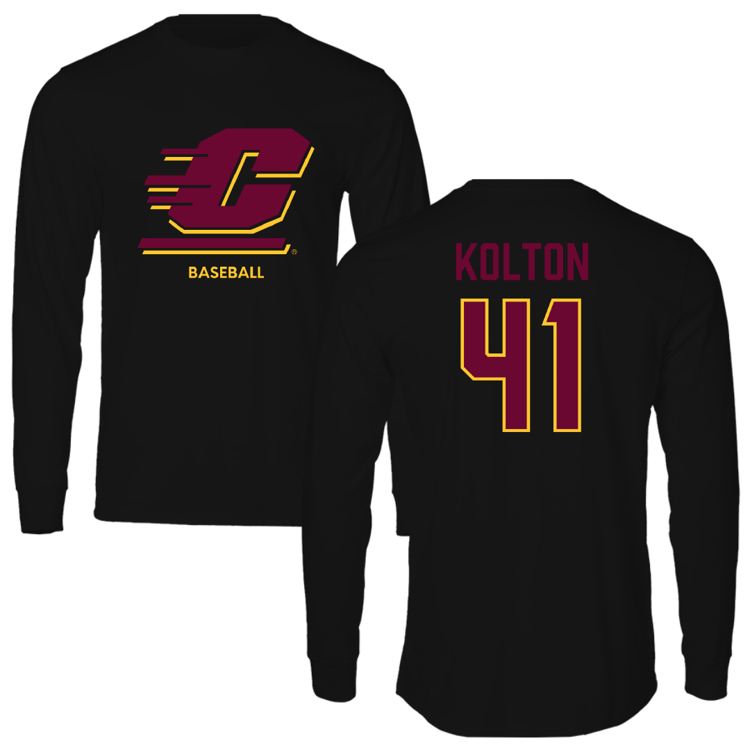 Central Michigan University Baseball Black Performance Long Sleeve - #41 Benjamin Kolton