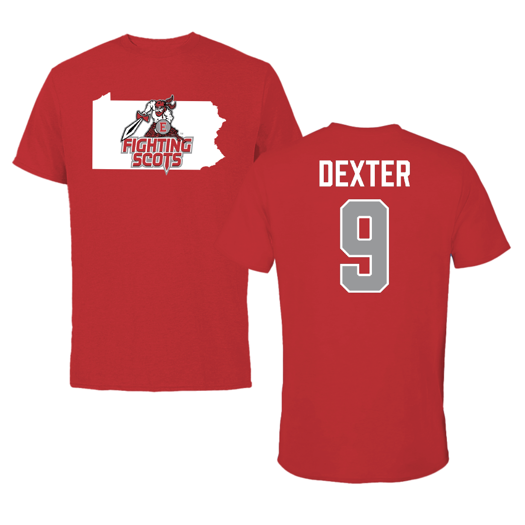 PennWest Edinboro Football Red State Performance Tee - #9 Logan Dexter