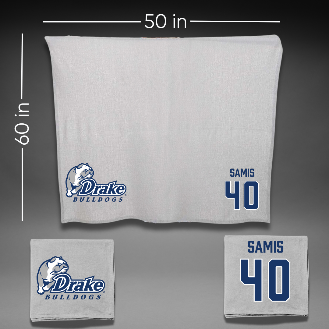 Drake University Football Gray Blanket - #40 Jason Samis