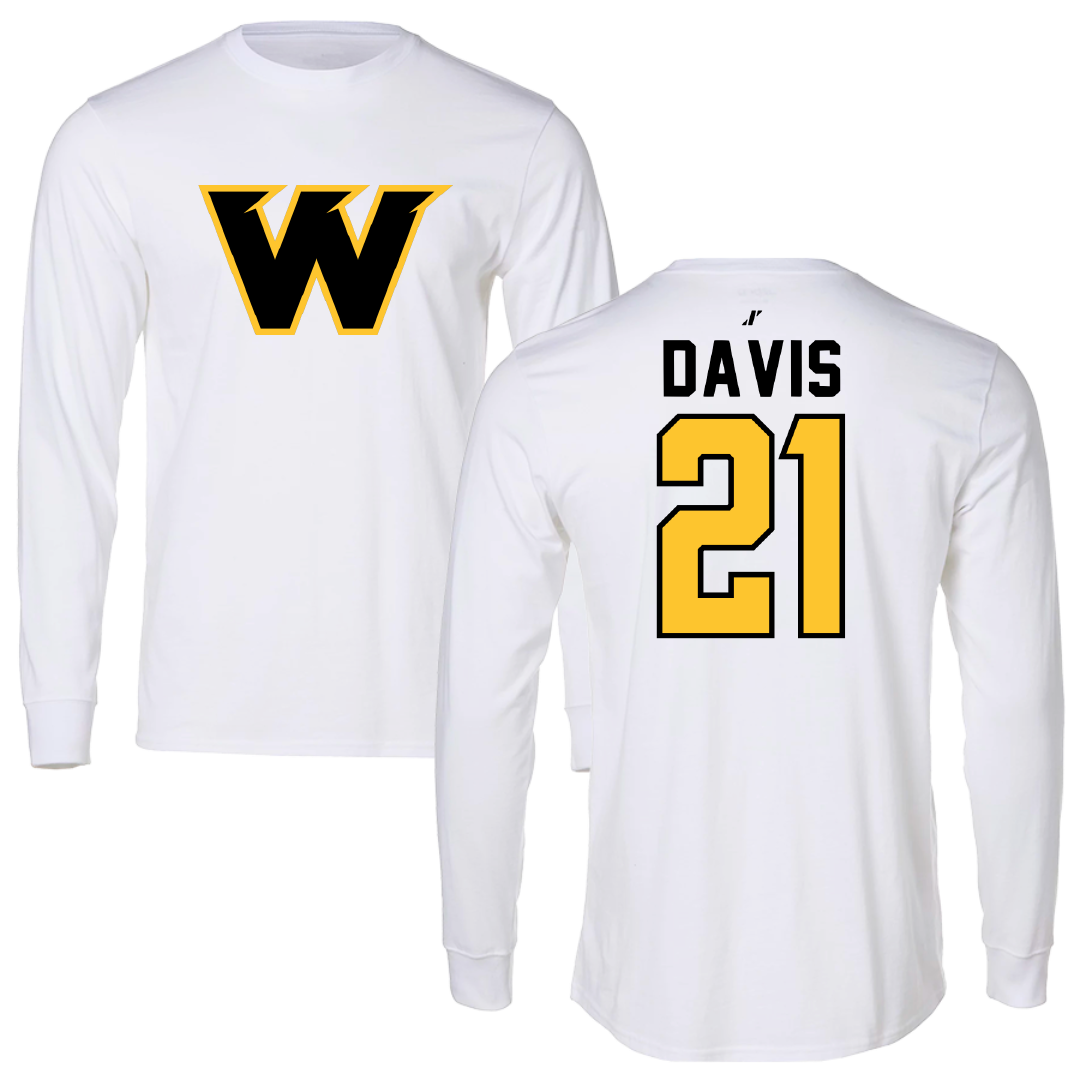 Wayne State College (Nebraska) Soccer White Performance Long Sleeve - #21 Rachel Davis