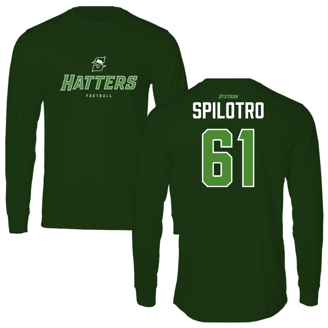 Stetson University Football Forest Green Performance Long Sleeve - #61 Niko Spilotro