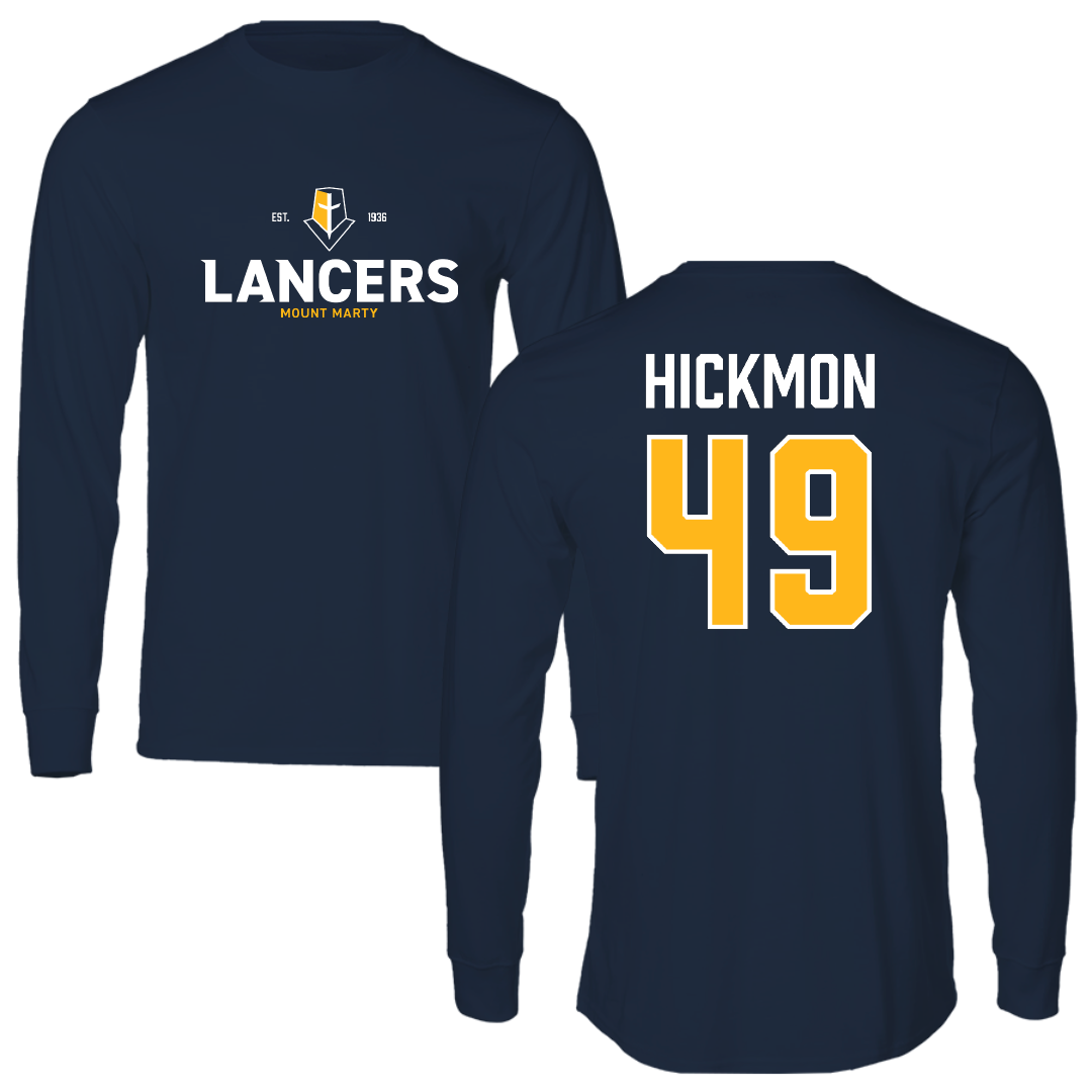 Mount Marty University Football Navy General Performance Long Sleeve - #49 Christopher Hickmon