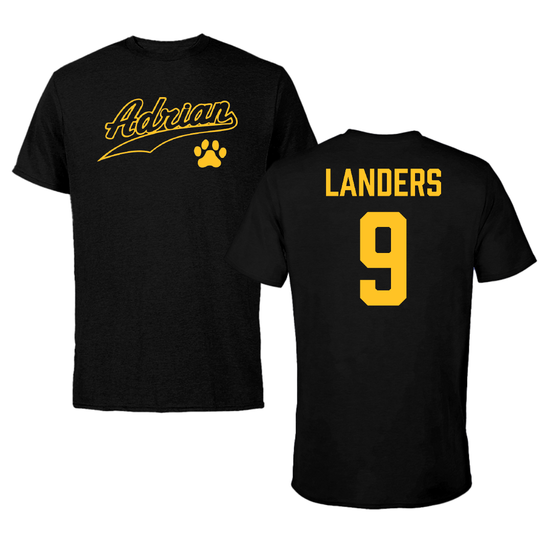 Adrian College Volleyball (M) Black Tee - #9 Sam Landers