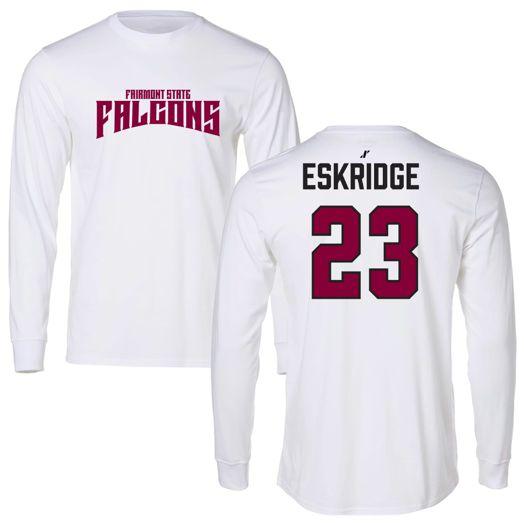 Fairmont State University Football White Classic Performance Long Sleeve - #23 Noah Eskridge