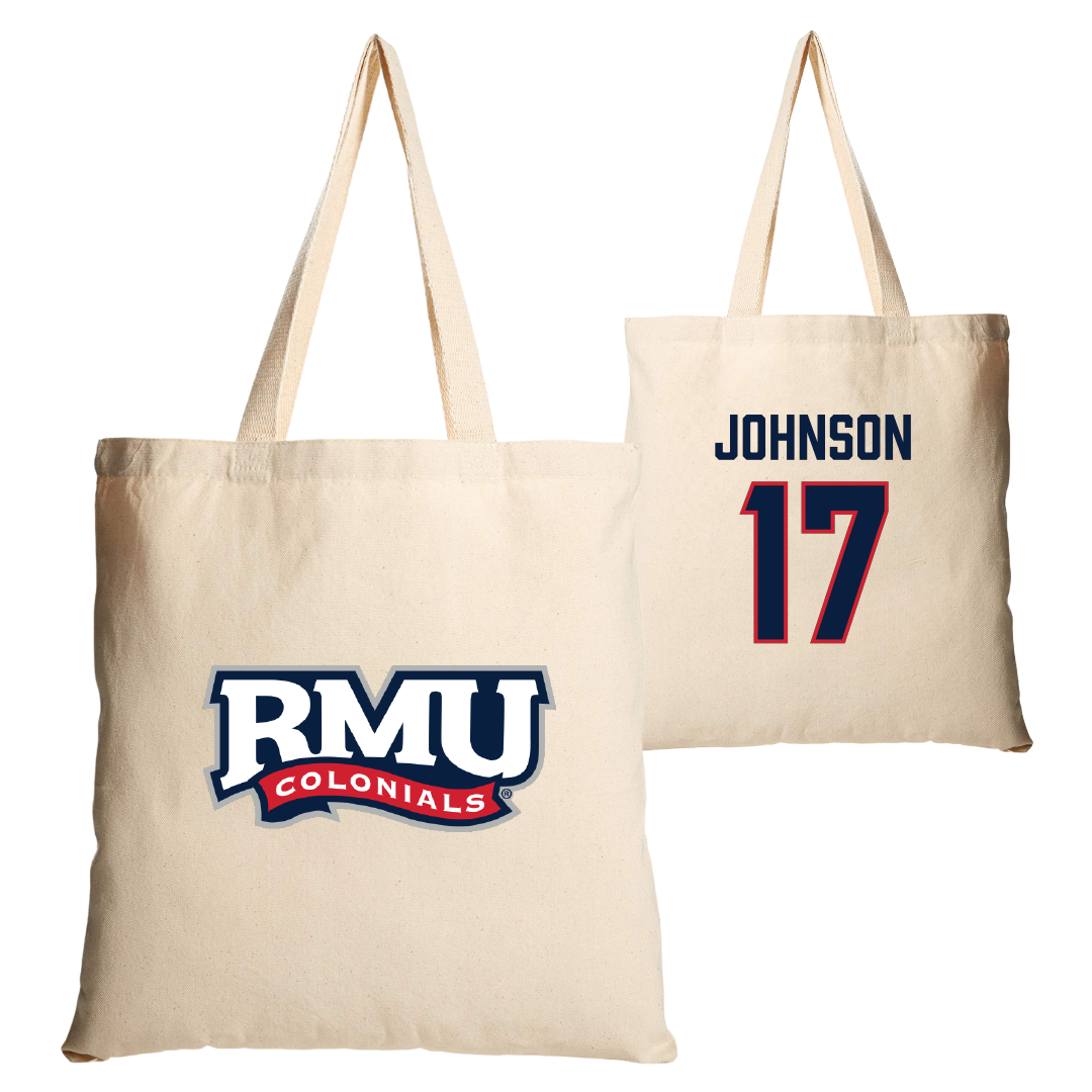 Robert Morris University Ice Hockey Tan Canvas Tote Bag - #17 Patrick Johnson