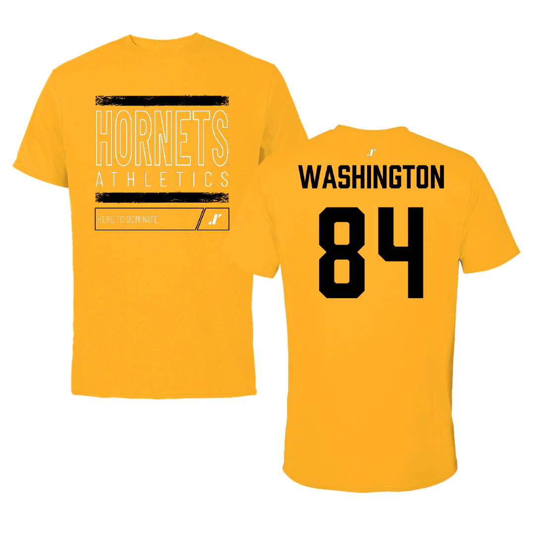 Alabama State University Football Gold Dominate Tee - #84 Joshua Washington