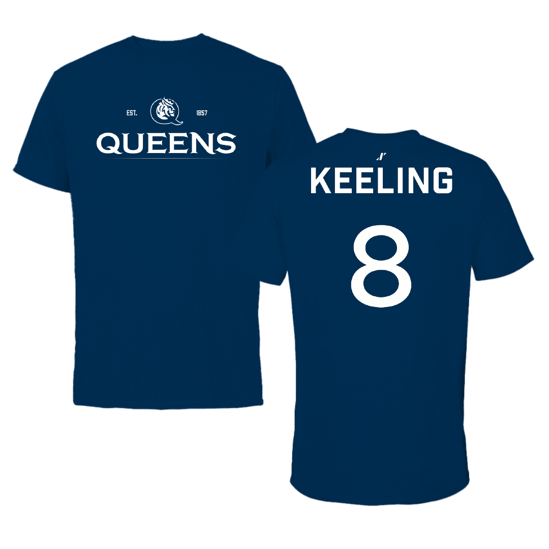Queens University of Charlotte Baseball Navy General Performance Tee - #8 Jaxon Keeling