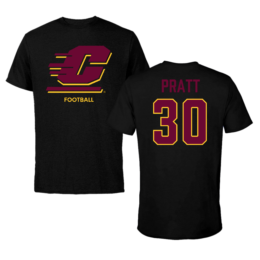 Central Michigan University Football Black Performance Tee - #30 Ben Pratt