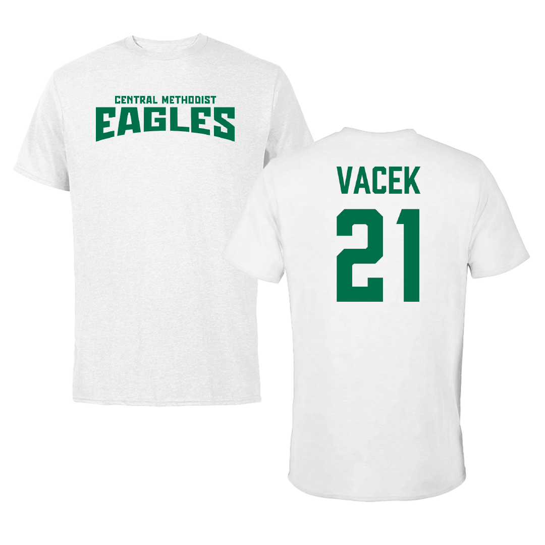 Central Methodist University Baseball White Classic Performance Tee - #21 Stone Vacek