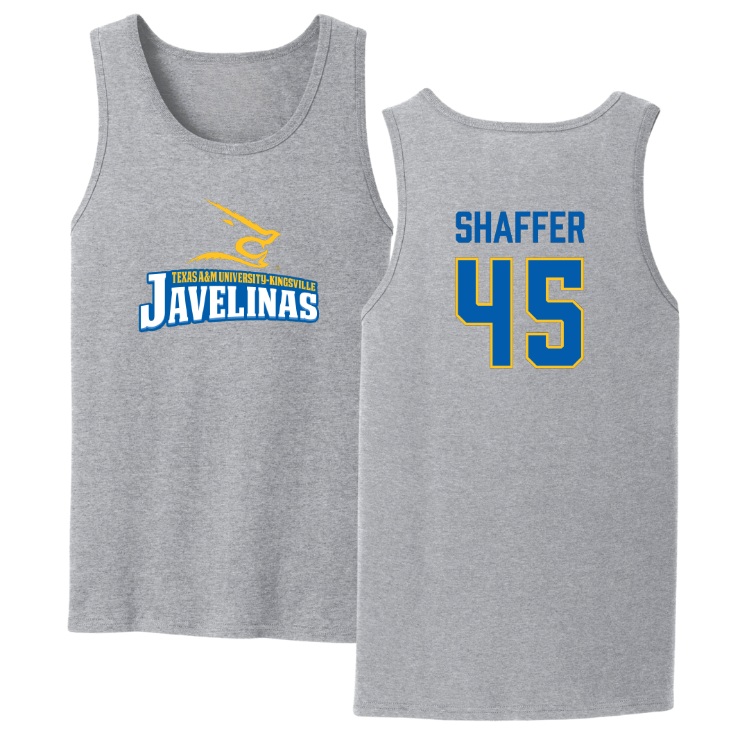 Texas A&M University-Kingsville Football Sport Gray Tank Top - #45 Luke Shaffer