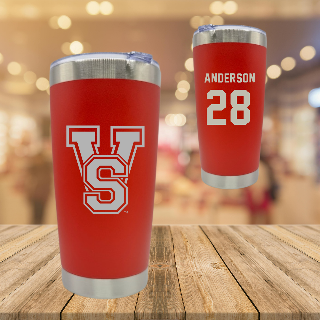 Mississippi Valley State University Football Red Stainless Steel Tumbler - #28 Jordan Anderson