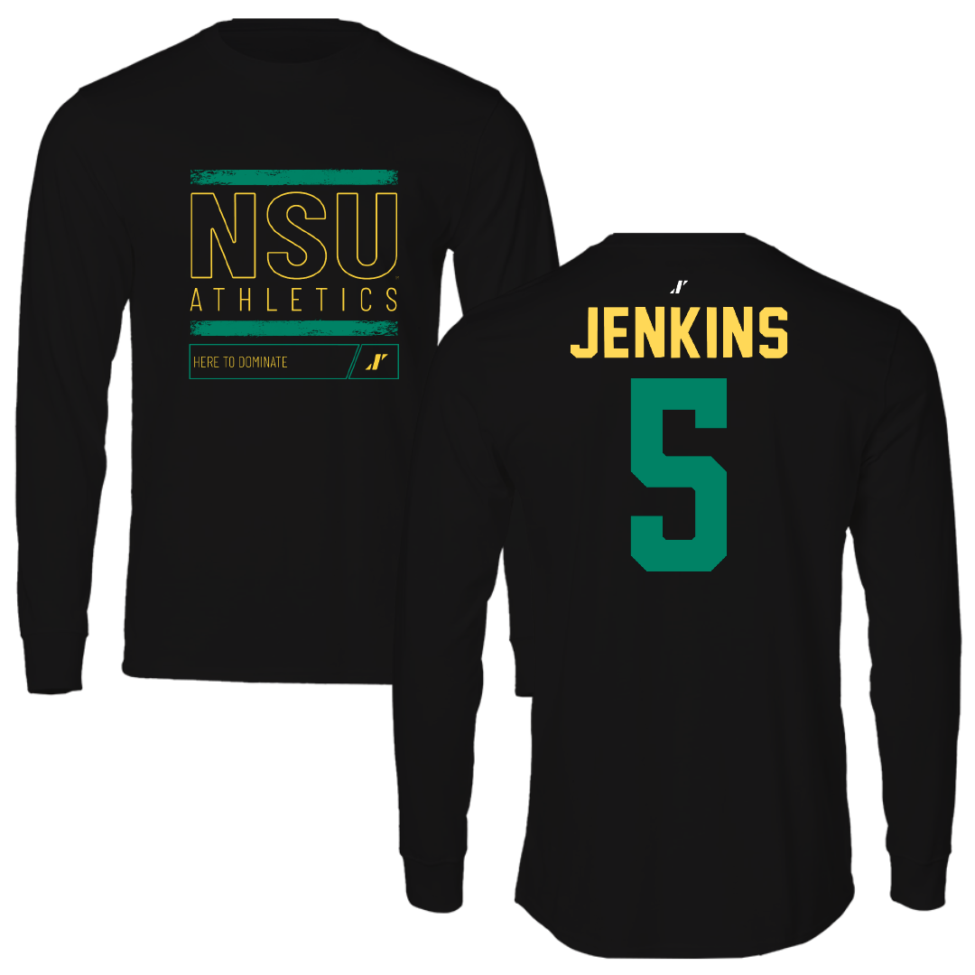 Norfolk State University Basketball Black Dominate Performance Long Sleeve - #5 Tyrese Jenkins