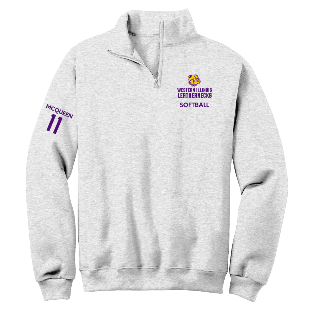 Western Illinois University Softball Light Gray Quarter-Zip - #11 Tori McQueen