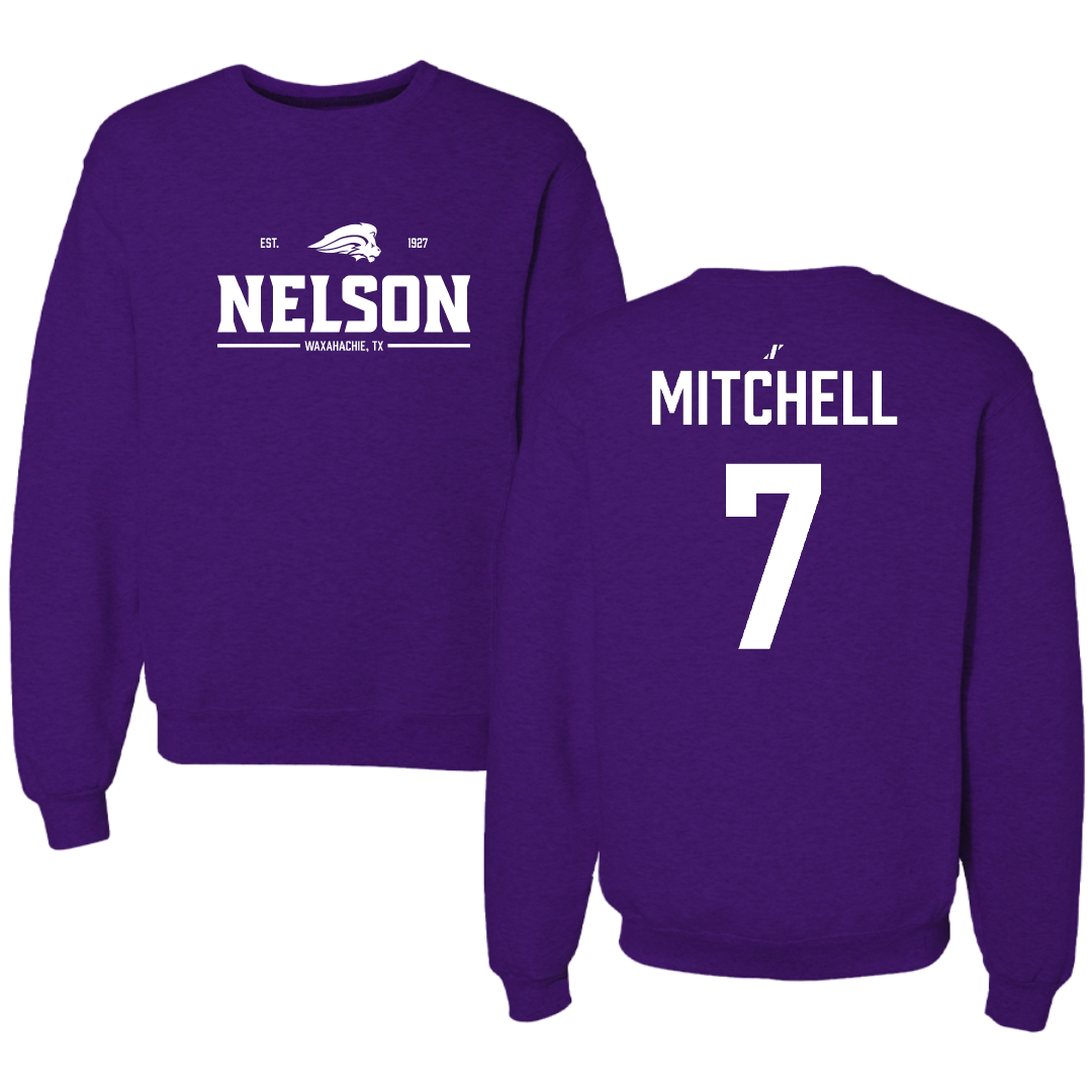Nelson University Soccer (M) Purple General Crewneck - #7 Makel Mitchell