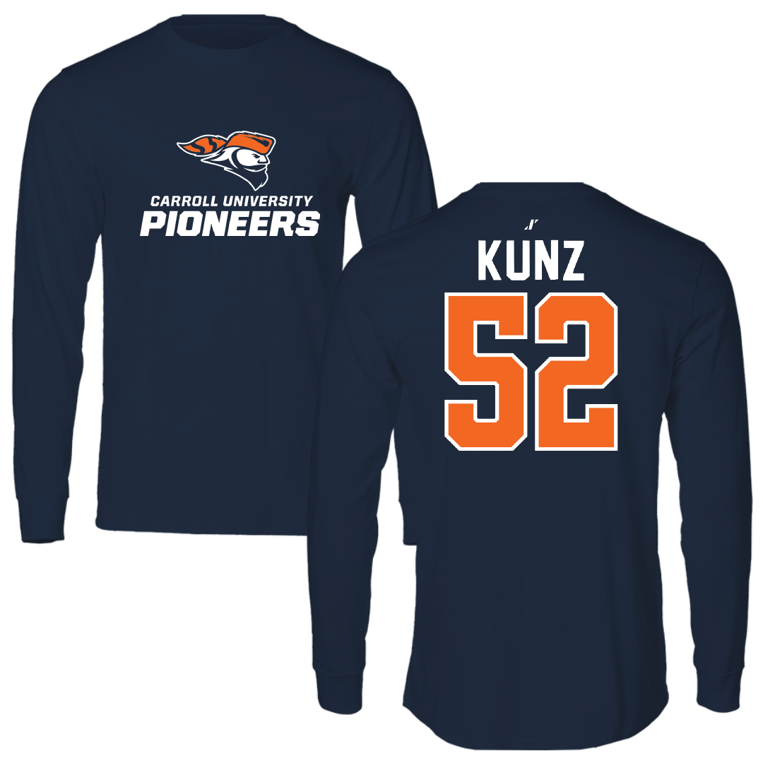 Carroll University Football Navy Long Sleeve - #52 Javion Kunz