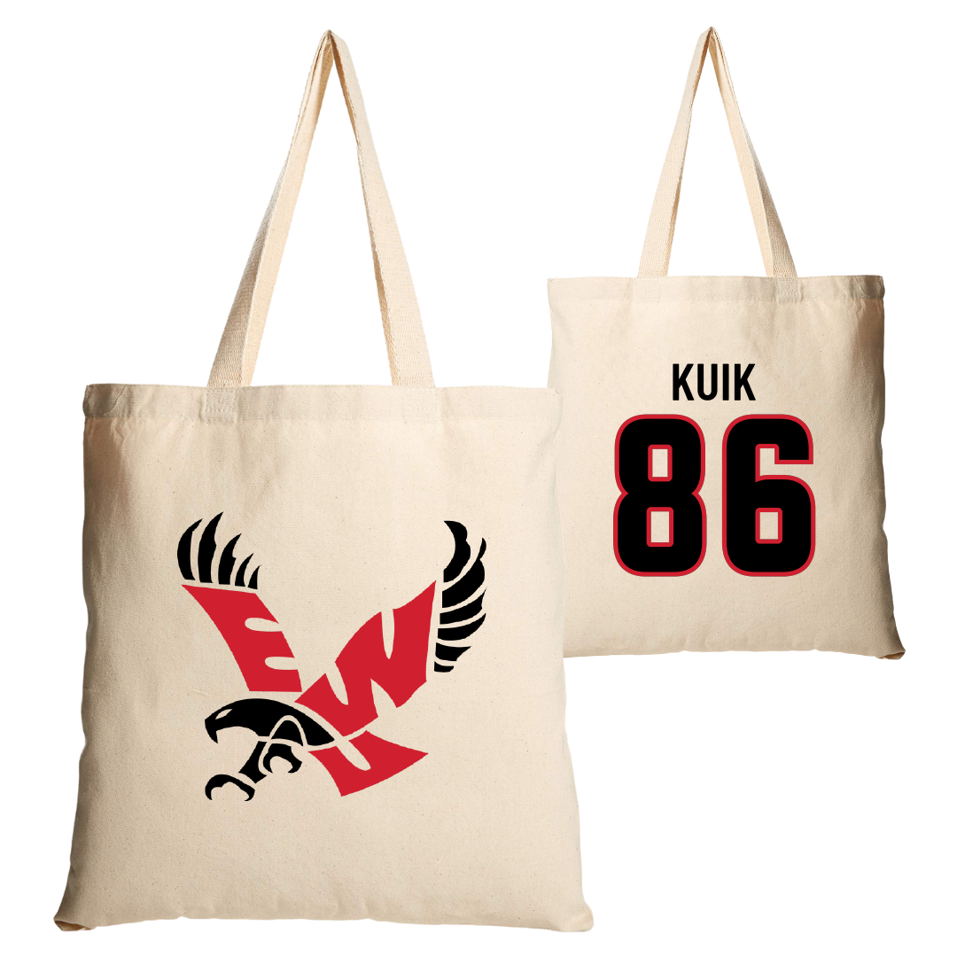 Eastern Washington University Football Tan Canvas Tote Bag - #86 Braden Kuik