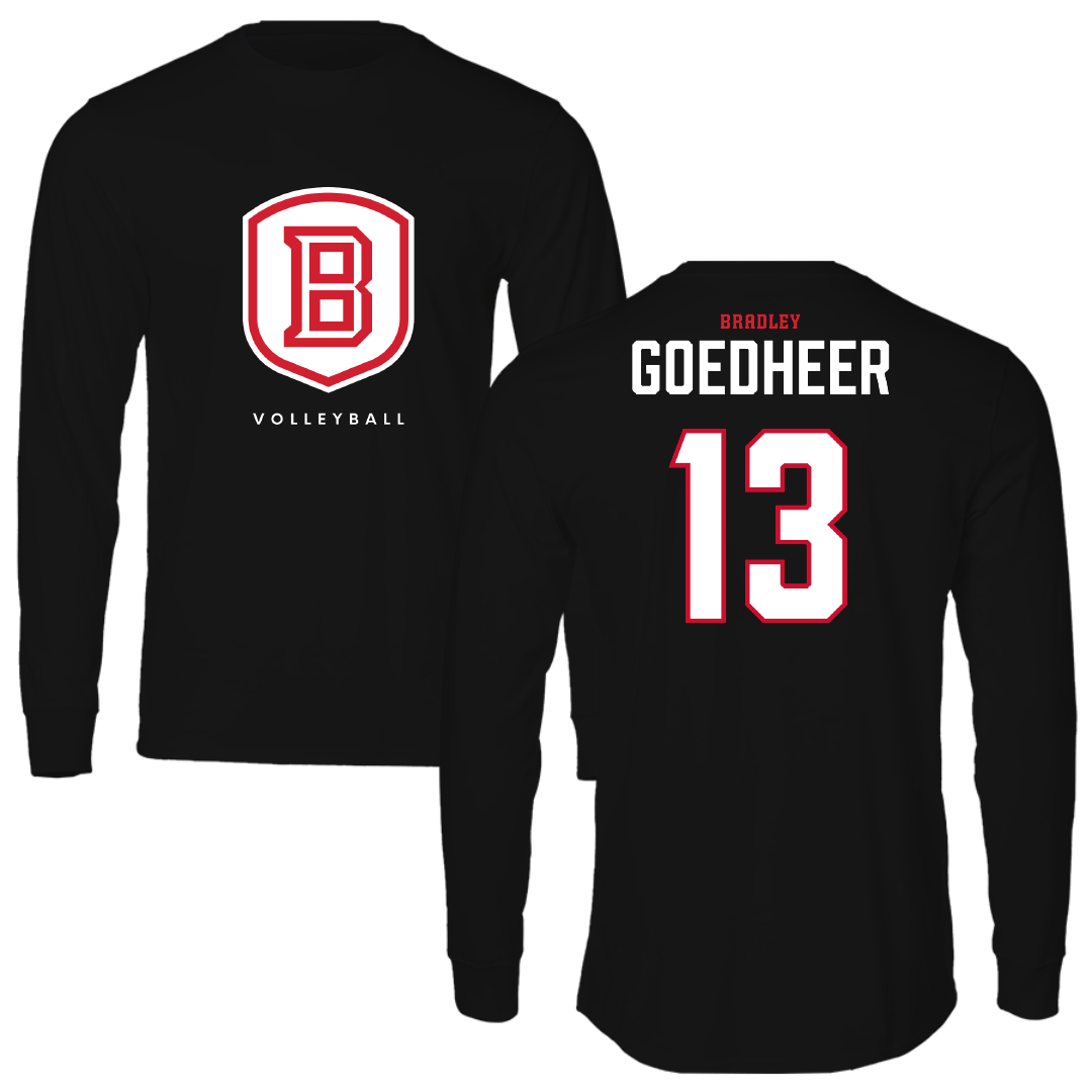 Bradley University Volleyball (W) Black Shield Performance Long Sleeve - #13 Adeline Goedheer
