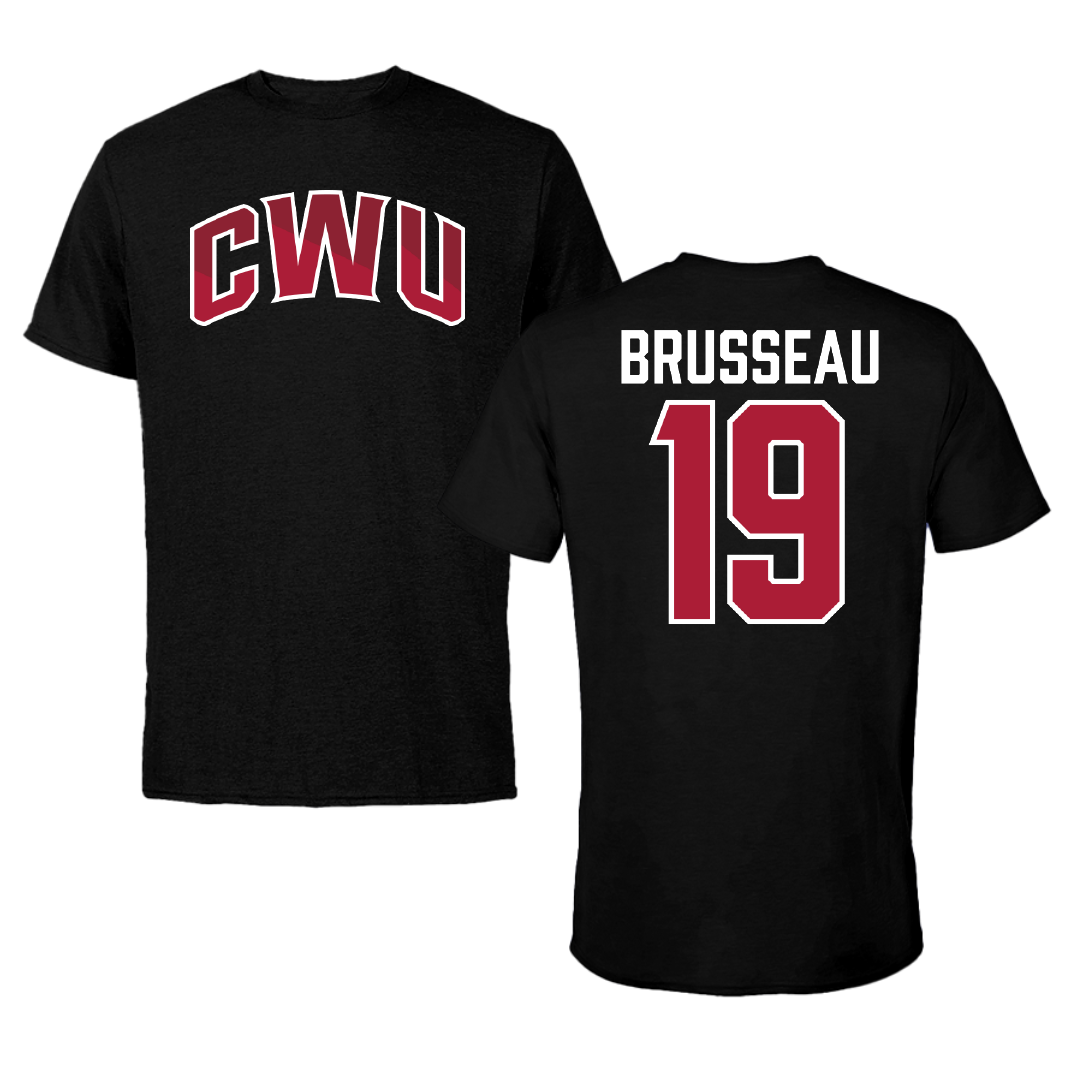 Central Washington University Softball Black Tee - #19 Kayla Brusseau