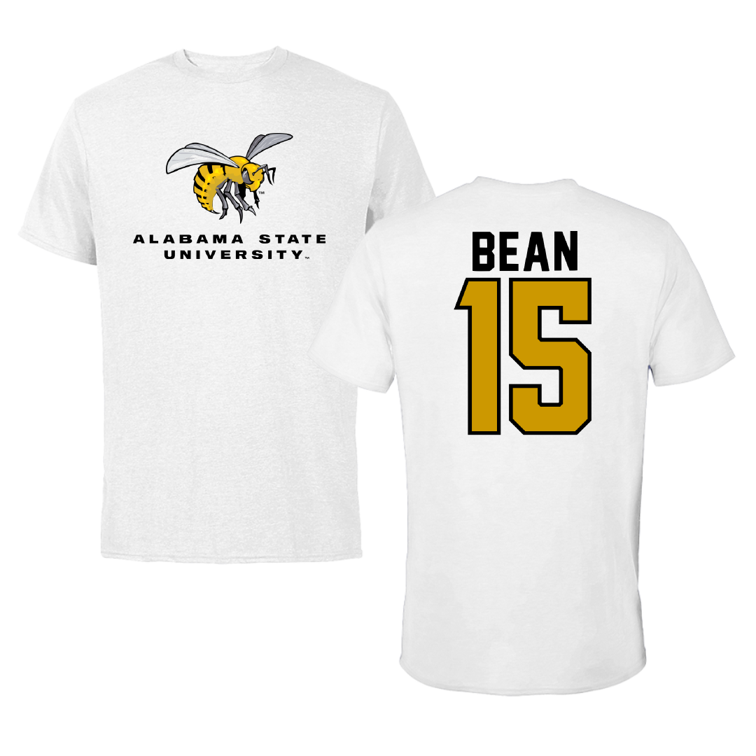 Alabama State University Football White Tee - #15 Elijah Bean
