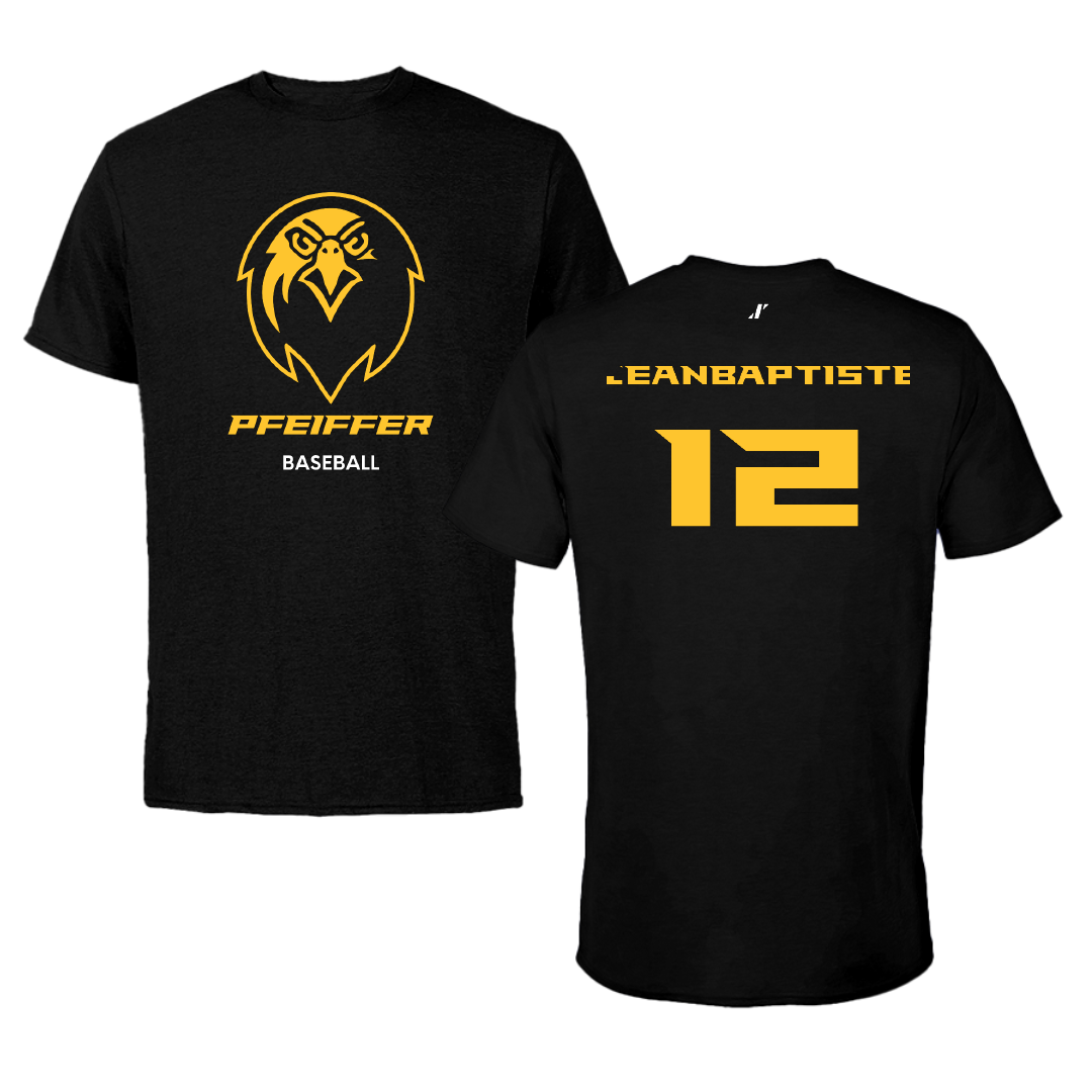 Pfeiffer University Baseball Black Tee - #12 Carter JeanBaptiste